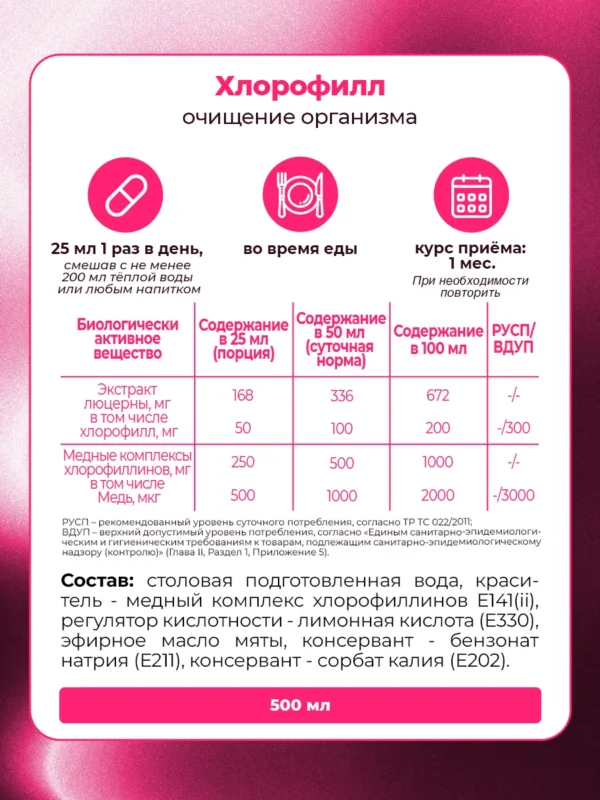 Хлорофилл жидкий пищевой — малина — фото 13