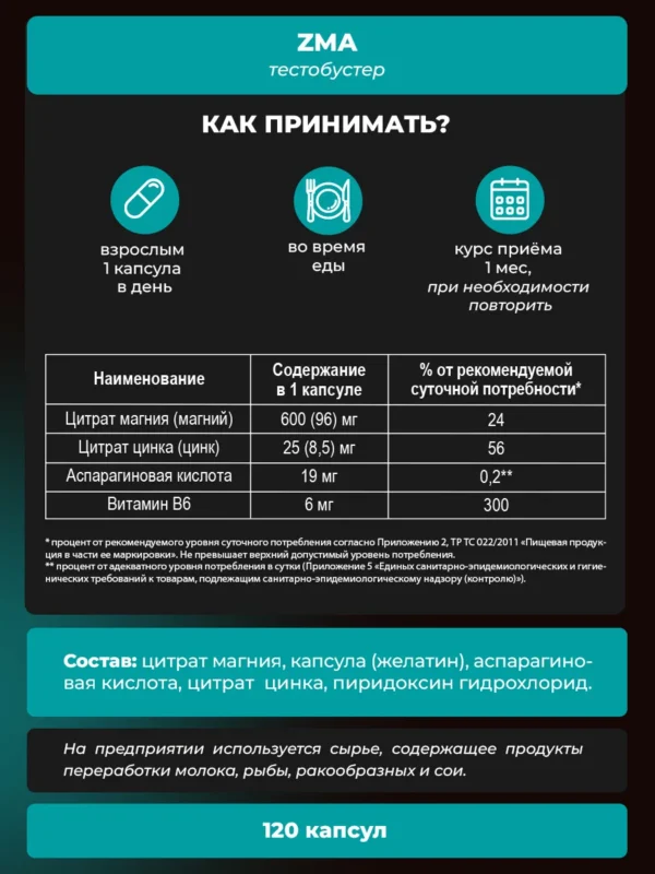 ZMA PWR — как принимать, состав и содержание в капсуле ZMA PWR — как принимать, состав и содержание в капсуле