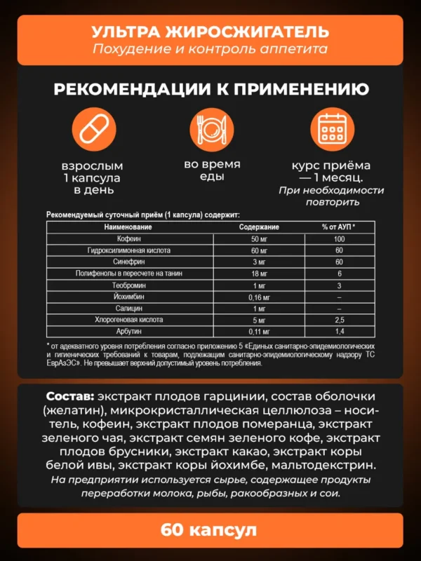 Фэтбернер Ультра PWR — состав и содержание в порции Фэтбернер Ультра PWR — состав и содержание в порции