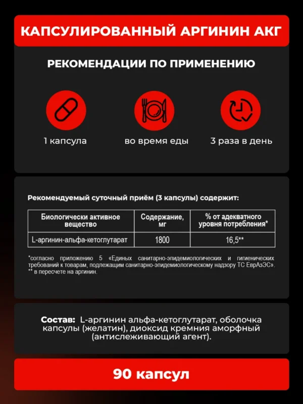 Аргинин АКГ PWR — рекомендации по применению и состав Аргинин АКГ PWR — рекомендации по применению и состав