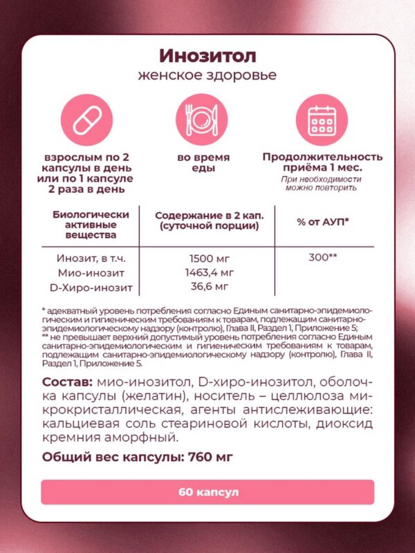 Инозитол PWR — как принимать, дозировка и состав Инозитол PWR — как принимать, дозировка и состав