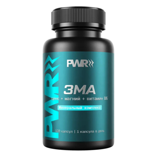 ZMA: цинк, магний, витамин B6, 120 капсул PWR ZMA: цинк, магний, витамин B6, 120 капсул PWR